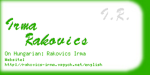 irma rakovics business card